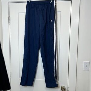 Adidas men’s Y2K Blue Jogger track pants with White Stripes size large.